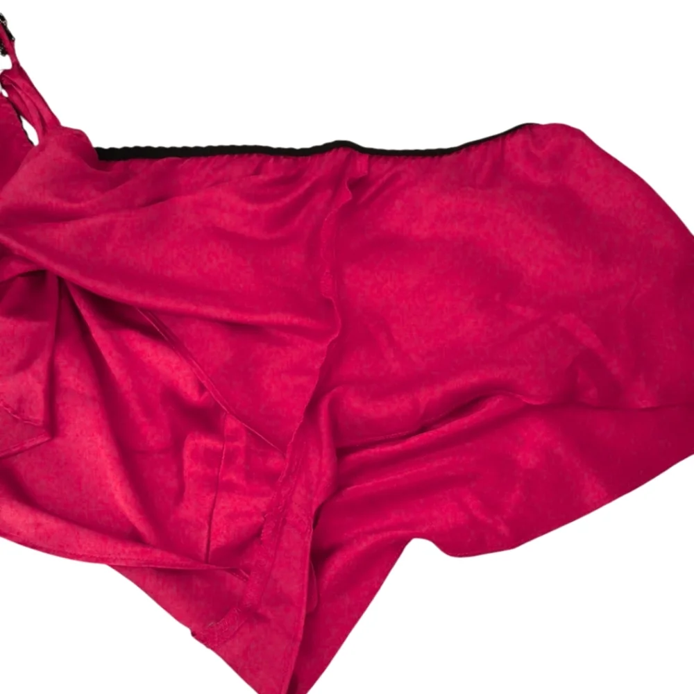 Lilac+London Satin Pajama Cami Set Size L Red Black Lace‎ Top & Shorts Romantic
